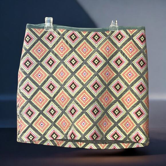Fossil Embroidered A-Line Mini Skirt – Geometric Pattern – Size Small - Picture 1 of 9